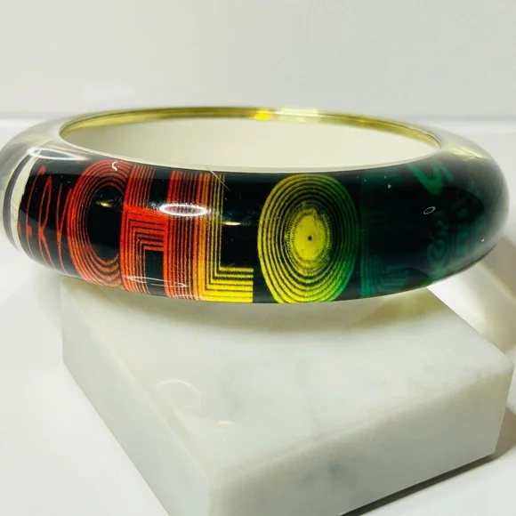 See by Chloe Lucite Bangle Bracelet #E421. Size 8 multicolor Logo - Picture 5 of 10